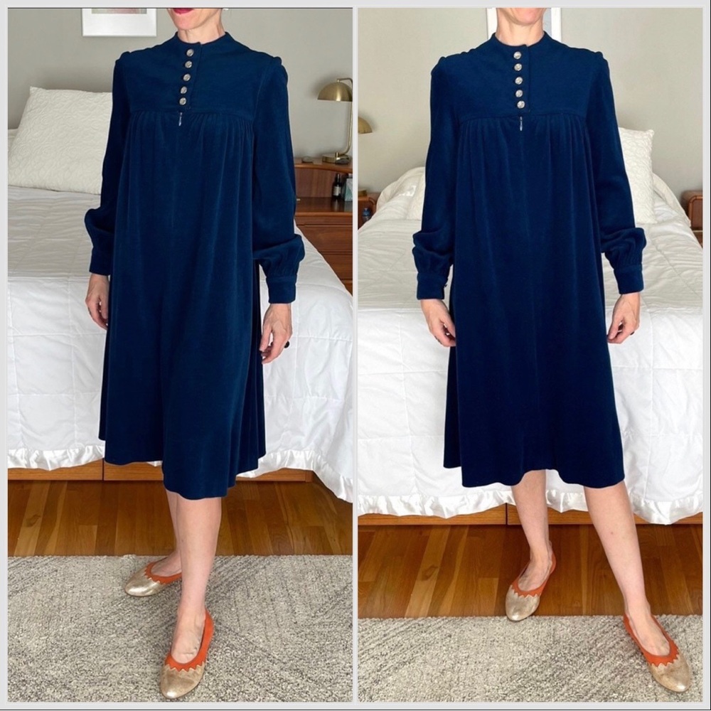 Donald Brooks Blue Babydoll Velour XS Small